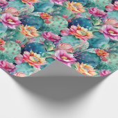 Cactus succulents watercolor botanical pattern geschenkpapier (Ecke)