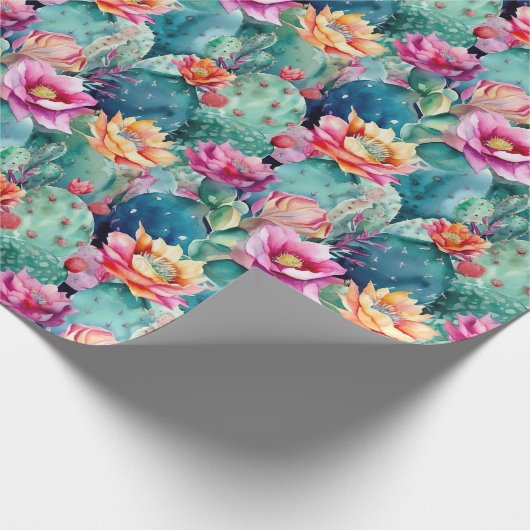 Cactus succulents watercolor botanical pattern geschenkpapier (Ecke)