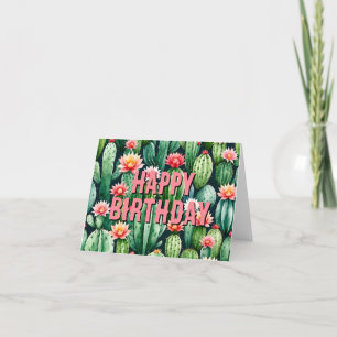 cactus succulents watercolor Faltkarte Dankeskarte