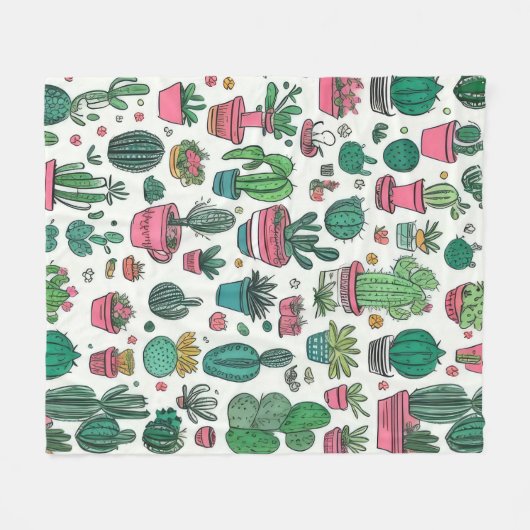 Cactus sukculent Pattern Fleecedecke (Vorderseite (Horizontal))
