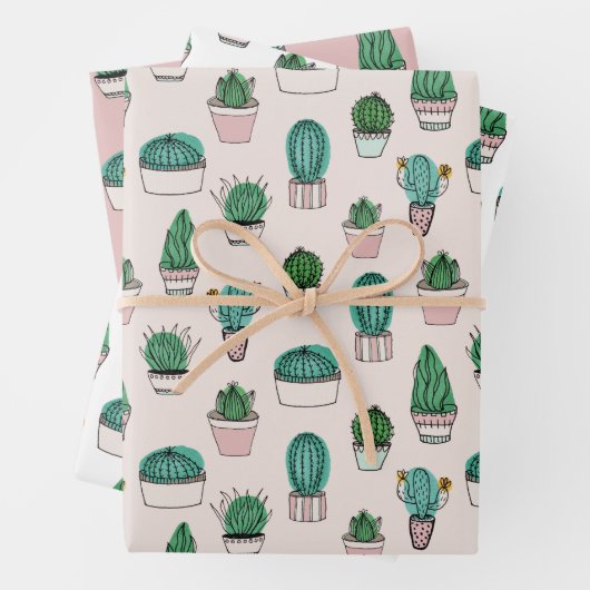 Cactus sukculent Pattern Geschenkpapier Set (Beispiel)