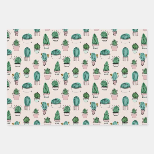 Cactus sukculent Pattern Geschenkpapier Set (Vorderseite)