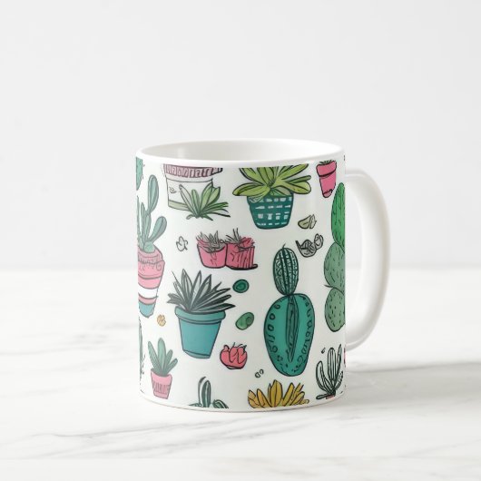 Cactus sukculent Pattern Kaffeetasse (VorderseiteRechts)