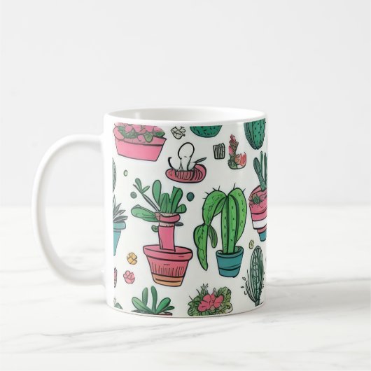 Cactus sukculent Pattern Kaffeetasse (Links)