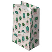 Cactus sukculent Pattern Kleine Geschenktüte (Rückseite Schrägansicht)