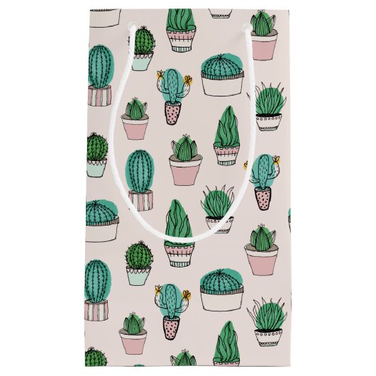 Cactus sukculent Pattern Kleine Geschenktüte (Vorderseite)