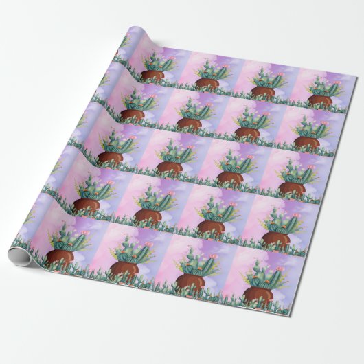 Cactus Sunrise Wrapping Paper Geschenkpapier (Ungerollt)
