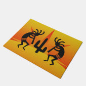 Cactus Sunset Desert Kokopelli Südwest Design Fußmatte (Schrägansicht)