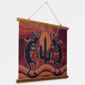 Cactus Sunset Desert Kokopelli Südwest Design Wandteppich Mit Holzrahmen (Gewinkelt)