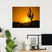 Cactus Sunset Vector Illustration - Poster (Heimbüro)
