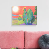 Cactus Sunset Wrapped Canvas Leinwanddruck (Insitu (Wohnzimmer))