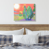 Cactus Sunset Wrapped Canvas Leinwanddruck (Insitu (Schlafzimmer))