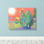 Cactus Sunset Wrapped Canvas Leinwanddruck (Insitu (Holzboden))