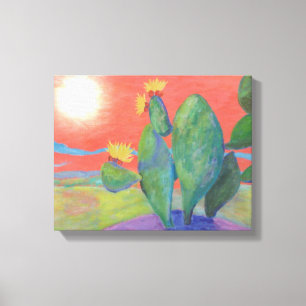 Cactus Sunset Wrapped Canvas Leinwanddruck
