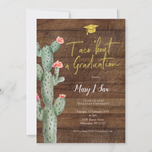 Cactus Taco "über eine Graduiertenparty Einladung (Vorderseite)