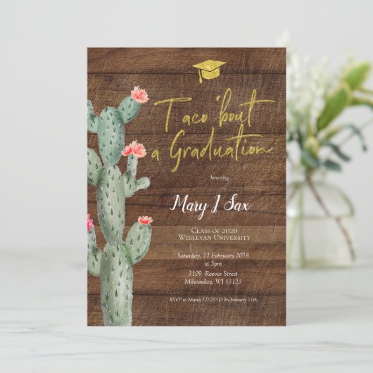 Cactus Taco "über eine Graduiertenparty Einladung (Stehend Vorderseite)