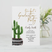 Cactus Taco über eine grüne Graduierungspartei Einladung (Stehend Vorderseite)