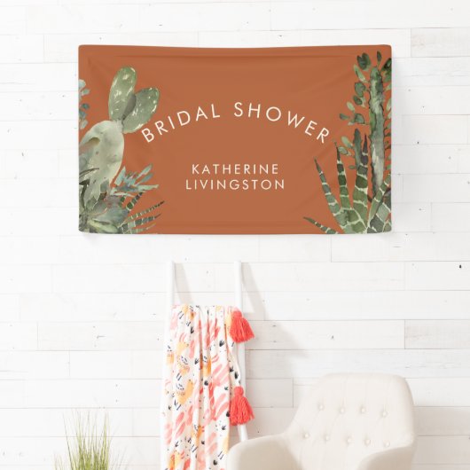 Cactus Terracotta Brautparty Banner (Insitu)