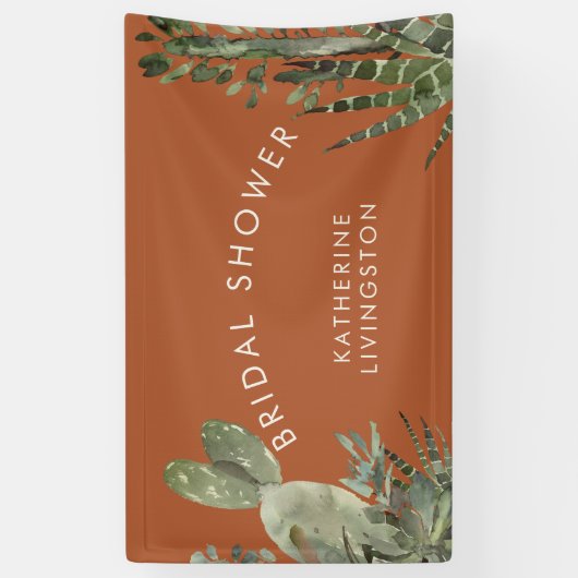 Cactus Terracotta Brautparty Banner (Vertikal)