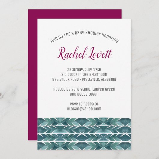 Cactus Texture Baby Shower Einladung (Vorne/Hinten)