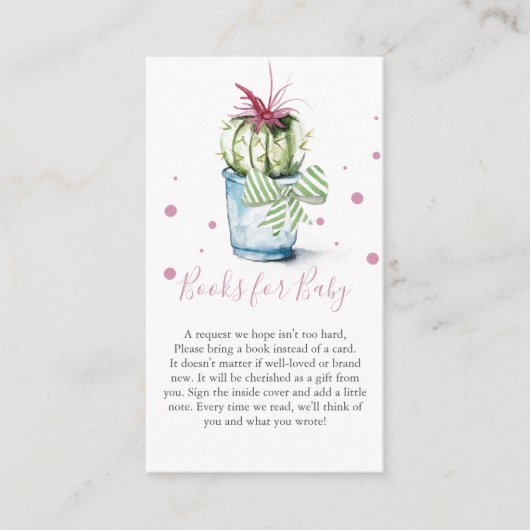 Cactus Theme Book for Baby Invitation Enclosure Begleitkarte (Vorderseite)