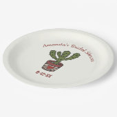 Cactus Theme Brautparty Personalisiert Pappteller (Schrägansicht)