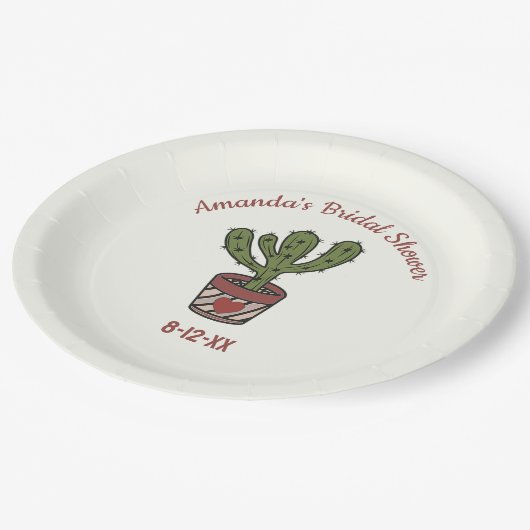 Cactus Theme Brautparty Personalisiert Pappteller (Schrägansicht)