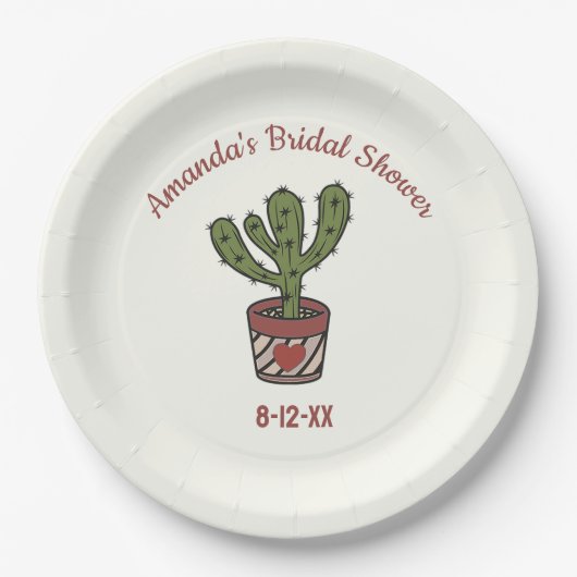 Cactus Theme Brautparty Personalisiert Pappteller (Vorderseite)