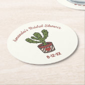 Cactus Theme Brautparty Personalisiert Runder Pappuntersetzer (Angewinkelt)