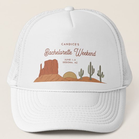 Cactus Themed Desert Bachelorette Truckerkappe (Vorderseite)