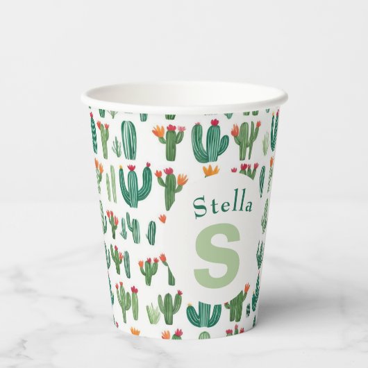 Cactus themed Southwest Charm Paper Cup Pappbecher (Rückseite)