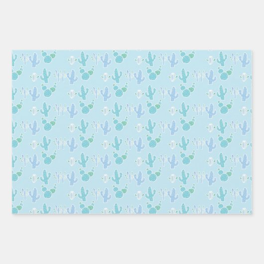 Cactus Themed Succulent Pastel Gift Wrapping Paper Geschenkpapier Set (Vorderseite)