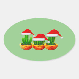 Cactus Themed Weihnachtsaufkleber-Siegel Ovaler Aufkleber