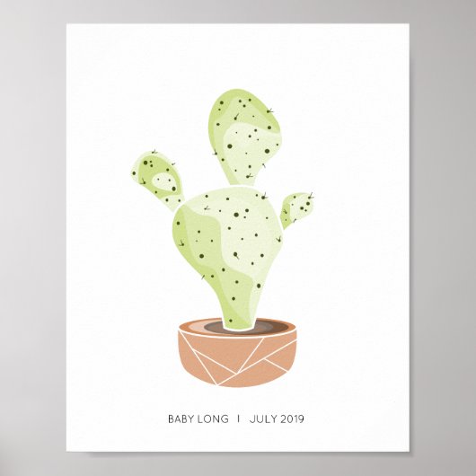 Cactus Thumbprint Gästebuch, Succulent Baby Dusche Poster (Vorne)