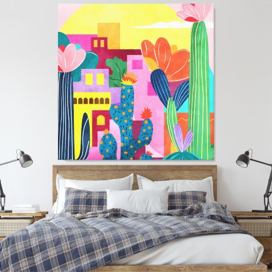 Cactus Town Leinwanddruck (Insitu (Schlafzimmer))