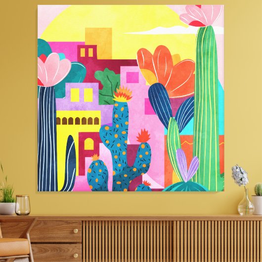 Cactus Town Leinwanddruck (Insitu (Wohnzimmer))