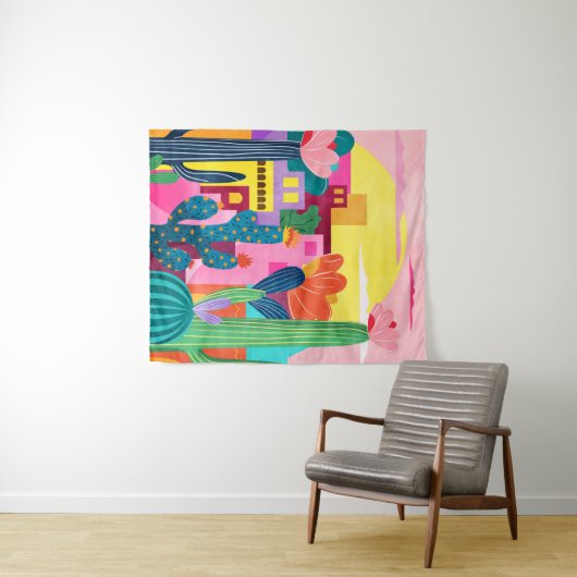 Cactus Town Wandteppich (Beispiel (Horizontal))