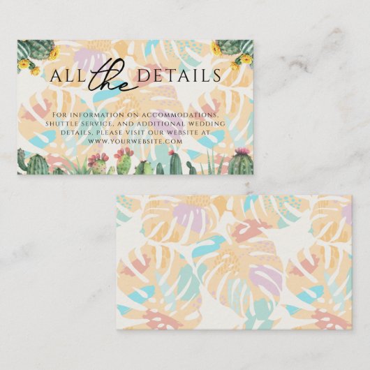 Cactus Tropical Palm Tree Desert Boho Wedding Begleitkarte (Vorne/Hinten)