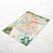 Cactus Tropical Palm Tree Desert Boho Wedding Folieneinladung (Gedreht)