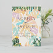 Cactus Tropical Palm Tree Desert Boho Wedding Folieneinladung (Stehend vorne)