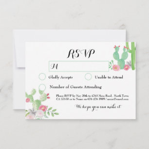 Cactus UAWG Wedding Fiesta Response Cards Cacti RSVP Karte