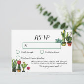Cactus UAWG Wedding Fiesta Response Cards Lights RSVP Karte (Stehend Vorderseite)