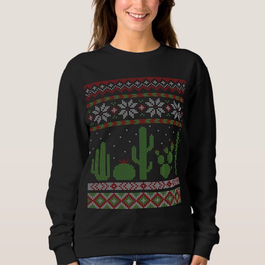 Cactus Ugly Christmas Sweater Südwest Cacti Succ Sweatshirt (Vorderseite)