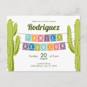 Cactus und Papel Picado Garland Texas Einladungspostkarte (Vorderseite)