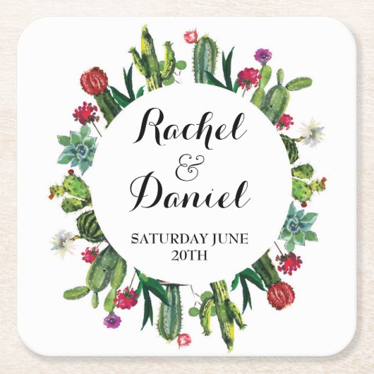 Cactus Untersetzer Wedding Party Cacti Fiesta (Vorderseite)