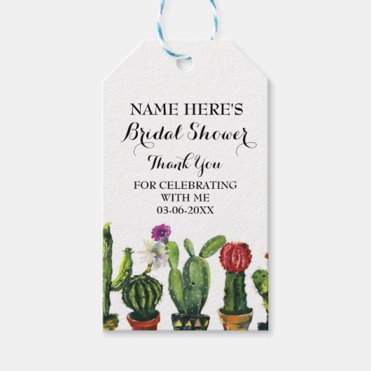 Cactus Vielen Dank Tag Fiesta Mexico Brautparty Geschenkanhänger (Vorderseite)