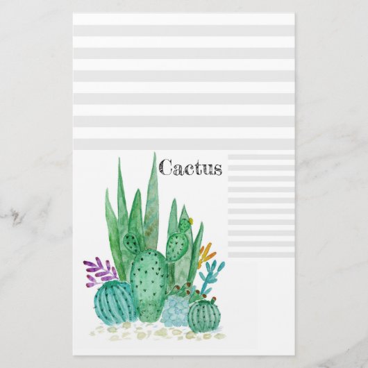 Cactus watercolor cacti Blume Blumenwüste Briefpapier (Vorderseite)