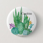 Cactus watercolor cacti Blume Blumenwüste Button (Vorderseite)