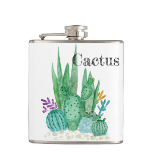 Cactus watercolor cacti Blume Blumenwüste Flachmann