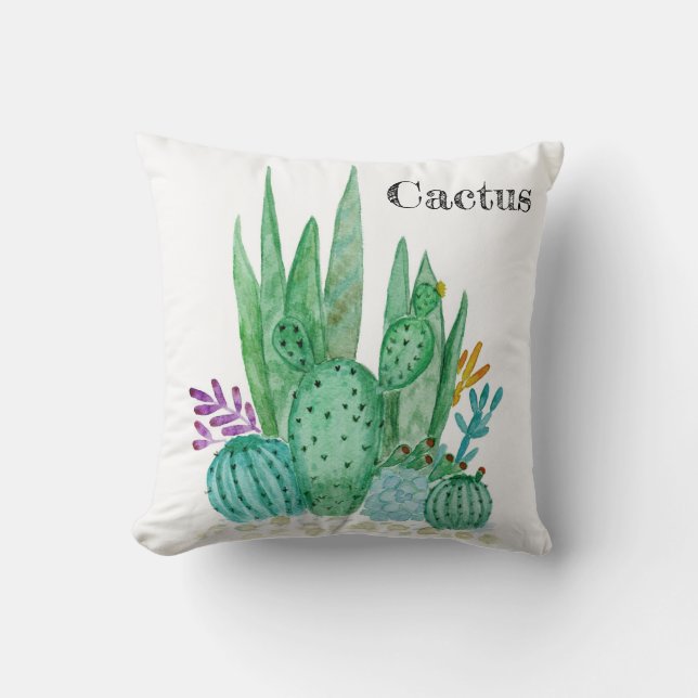 Cactus watercolor cacti Blume Blumenwüste Kissen (Vorderseite)
